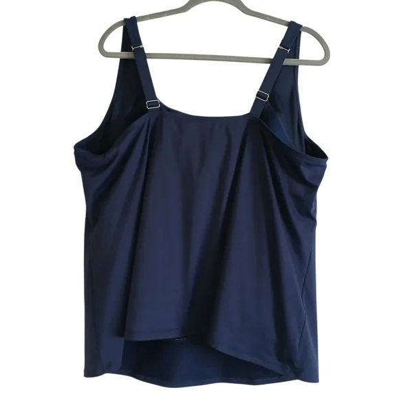 LAND'S END Square Neck Tankini Top Women's 24W DDD Navy Blue Underwire Padded - Picture 4 of 8